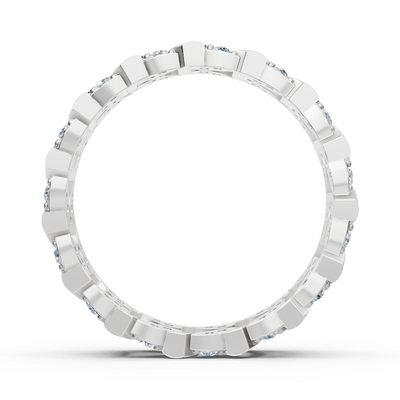 Weißgold-Ring mit 60 Labordiamanten in geschwungenem Design – 14K