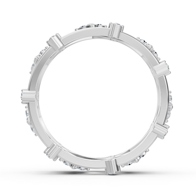 Verspielter Weißgold-Ring mit 42 Labordiamanten – 14K