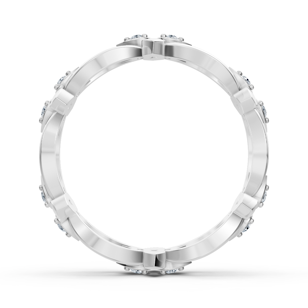 Delicate flower ring in 14K white gold with 12 lab-cut diamonds