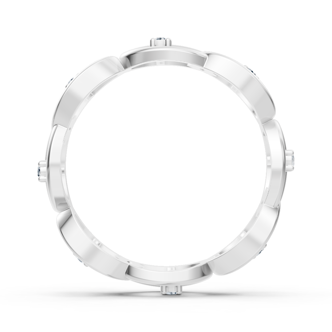 Modern ring made of 14K White Gold with 8 lab-grown diamonds - high-quality Jewelry from Rosy Lab Diamonds