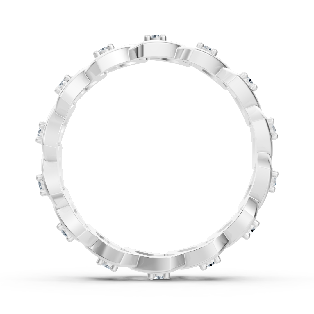 Weißgoldring aus 14K mit 14 Labordiamanten in Blattform - hochwertiger Schmuck von Rosy Lab Diamonds