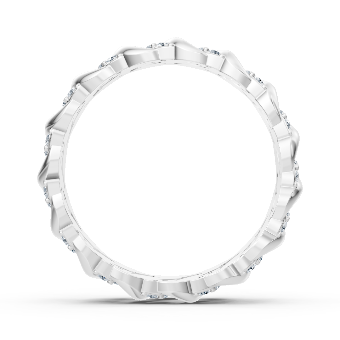 Anneau feuille en or blanc 14 carats avec 30 diamants de laboratoire