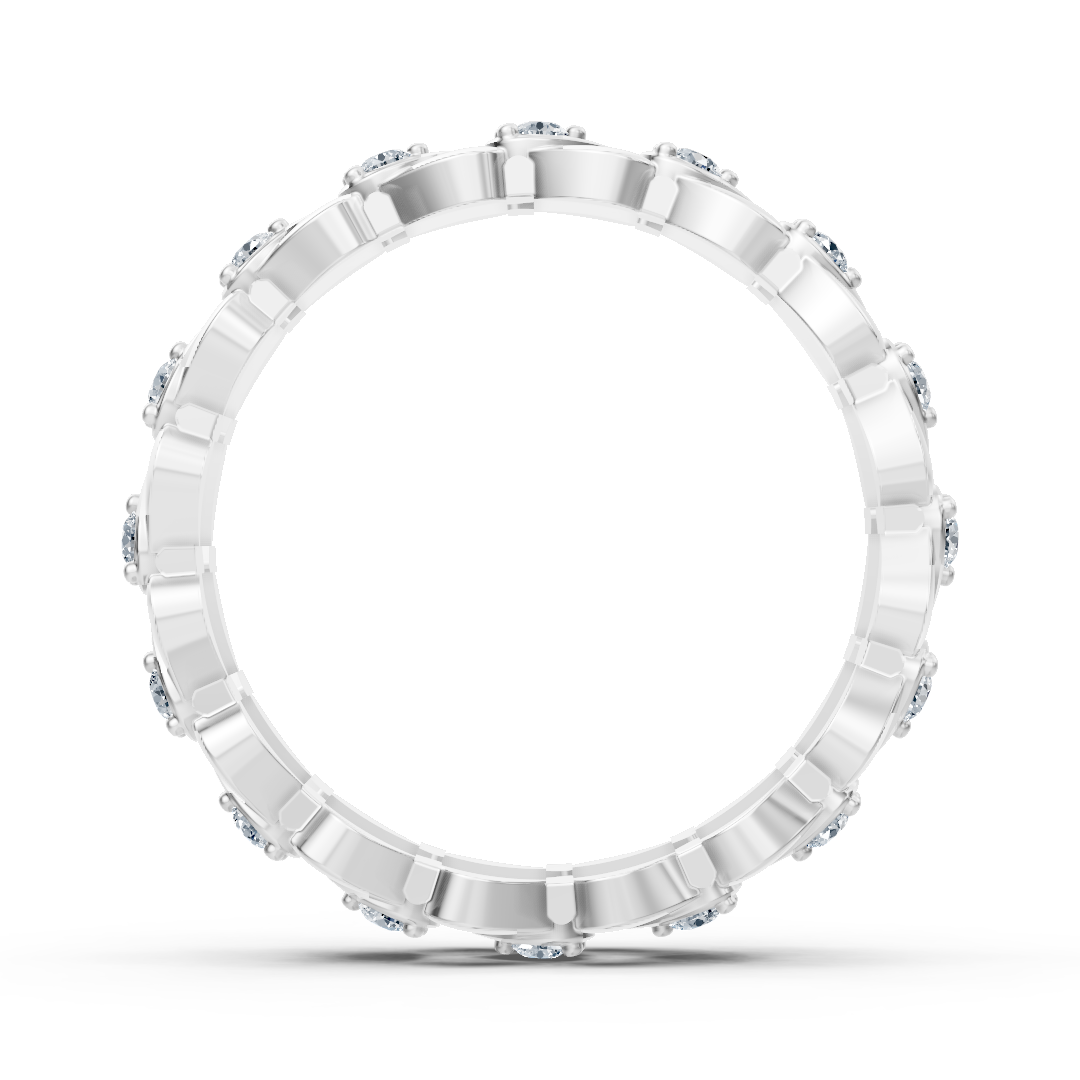 Diamond Ring with Leaf Pattern in 14K White Gold - high-quality Jewelry from Rosy Lab Diamonds