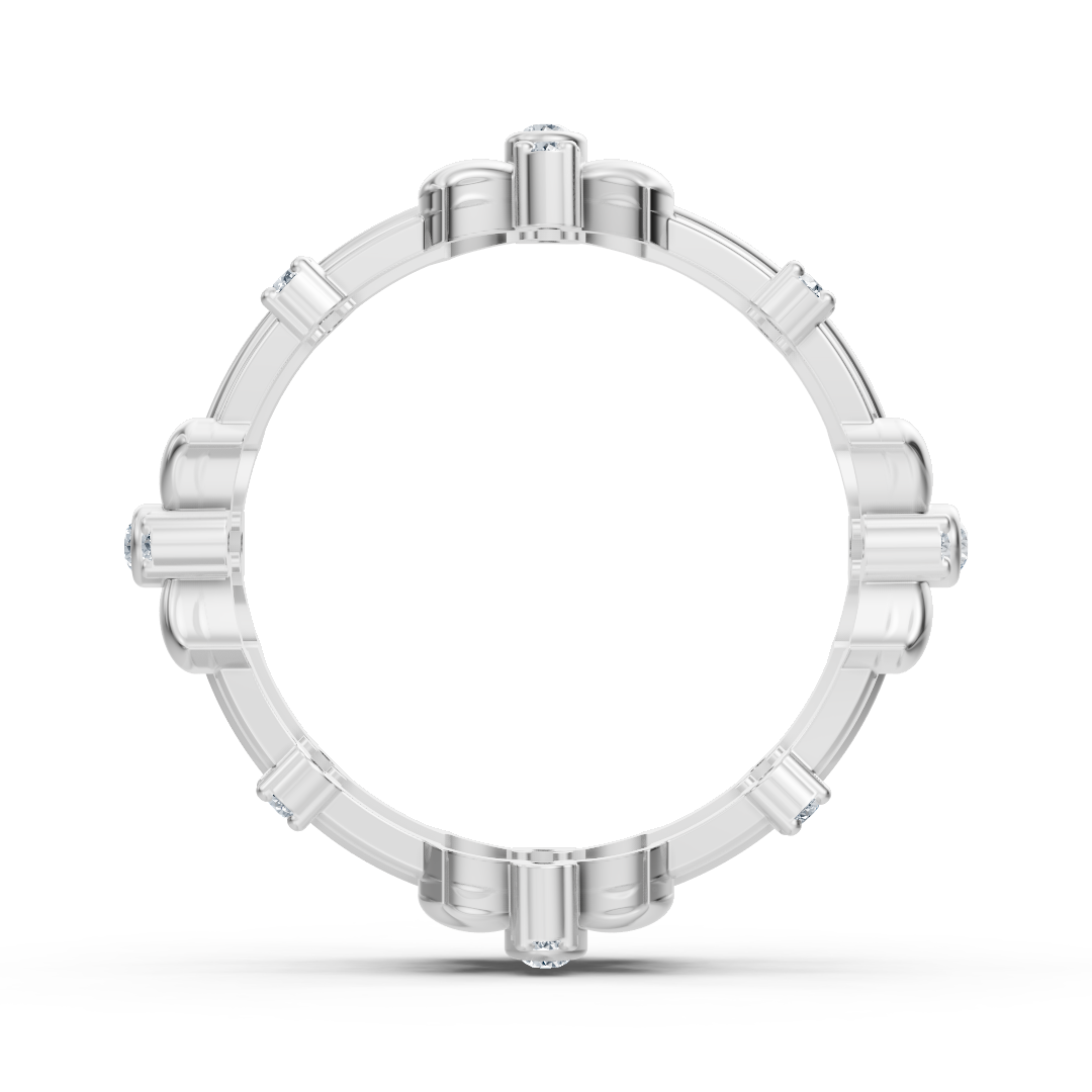 Weißgoldener Floraldetail-Ring mit Labordiamanten
