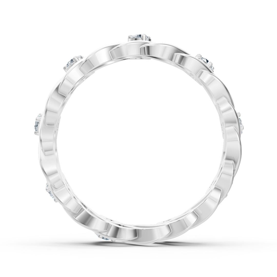 White gold ring with a wave pattern and lab-grown diamonds – high-quality Jewelry from Rosy Lab Diamonds