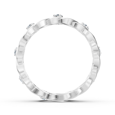 14 carat white gold diamond band ring "Wave of Grace