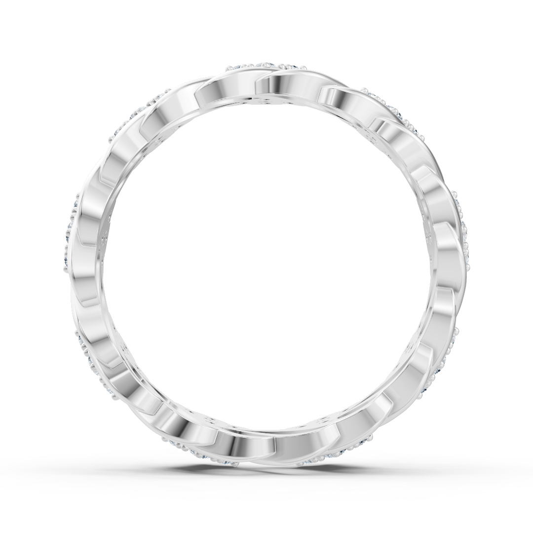 Weißgoldring mit Blütenstruktur und Labordiamanten