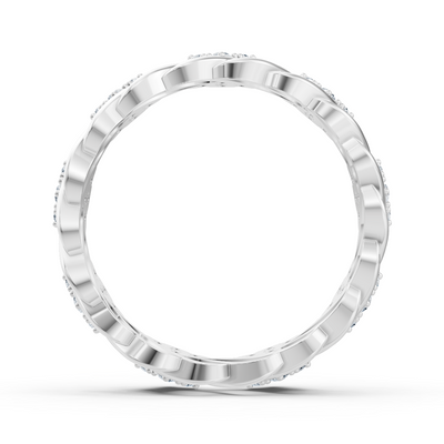 Weißgoldring mit Blütenstruktur und Labordiamanten