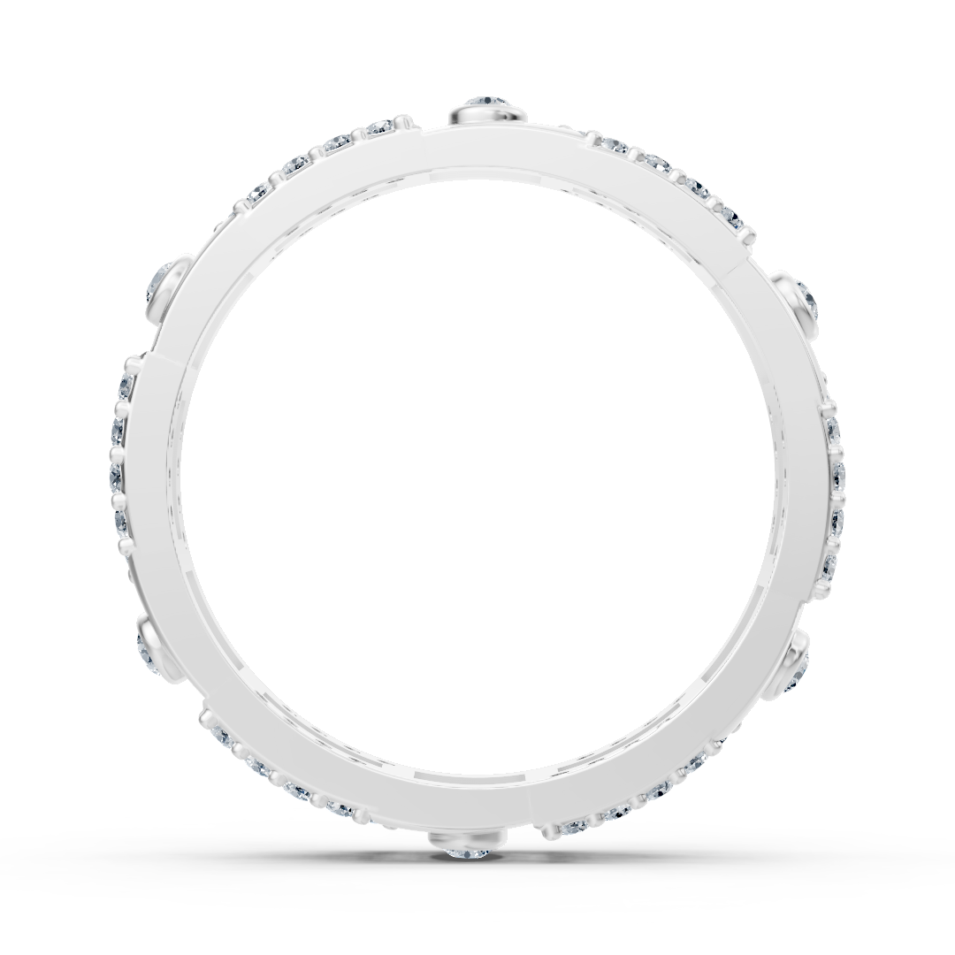 Bague moderne en or blanc avec diamants de laboratoire au double aspect – Bijoux haut de gamme de Rosy Lab Diamonds