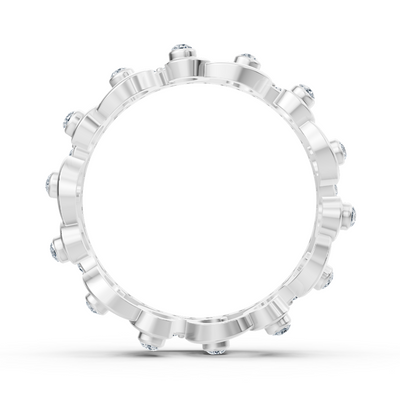Weißgoldring mit Labordiamanten und Ornamentstruktur