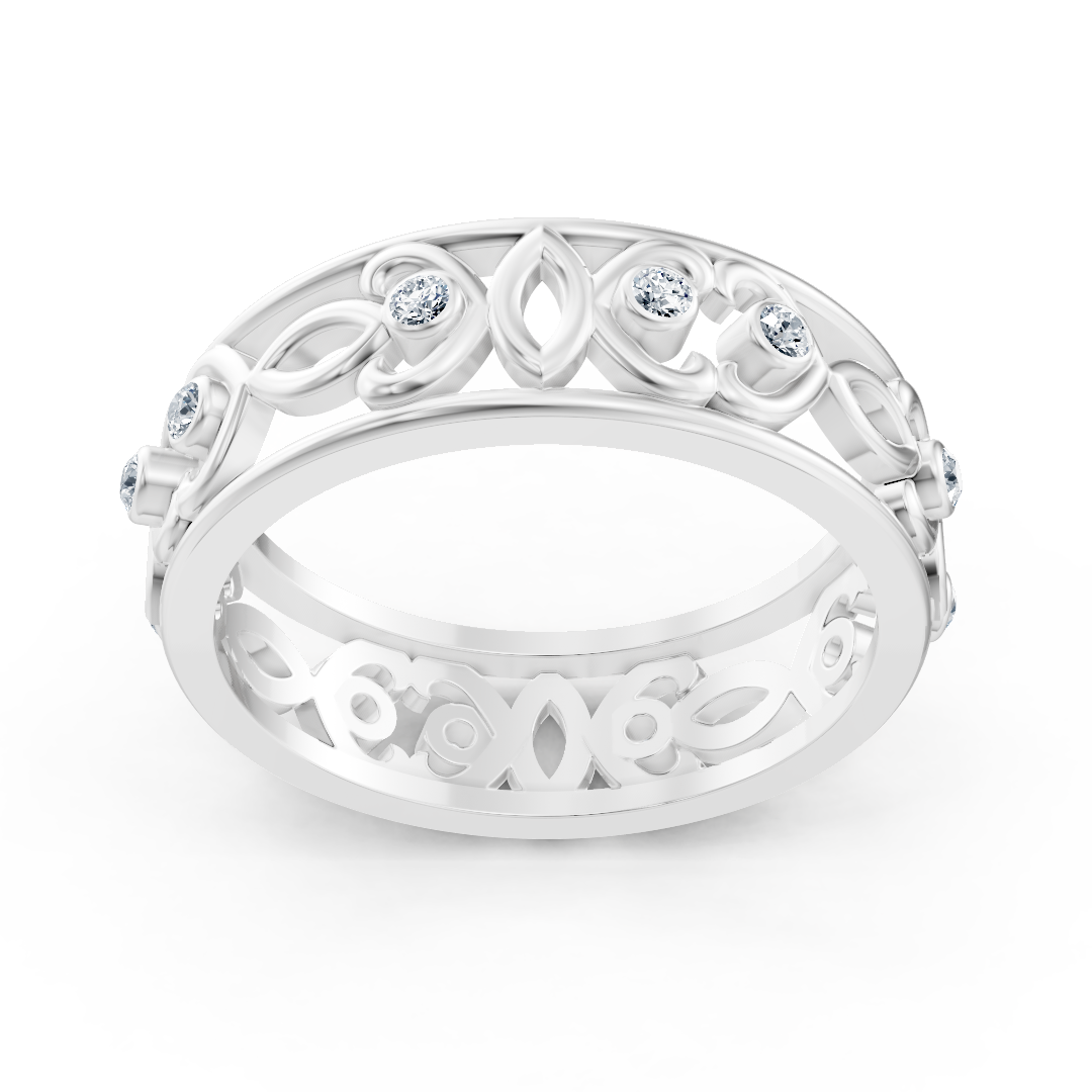 خاتم من الذهب الأبيض بتصميم مرح مع ألماس مُصنّع في المختبر - مجوهرات فاخرة من Rosy Lab Diamonds
