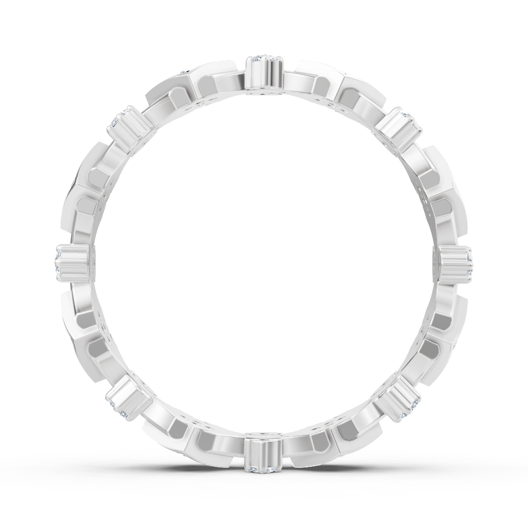 Statement white gold ring with pavé- and prong-set lab-grown diamonds - high-quality Jewelry from Rosy Lab Diamonds