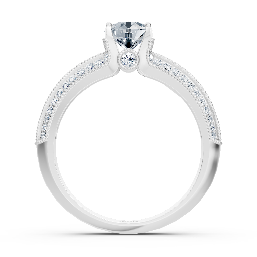 Magnificent white gold ring with brilliant pavé and central lab diamond