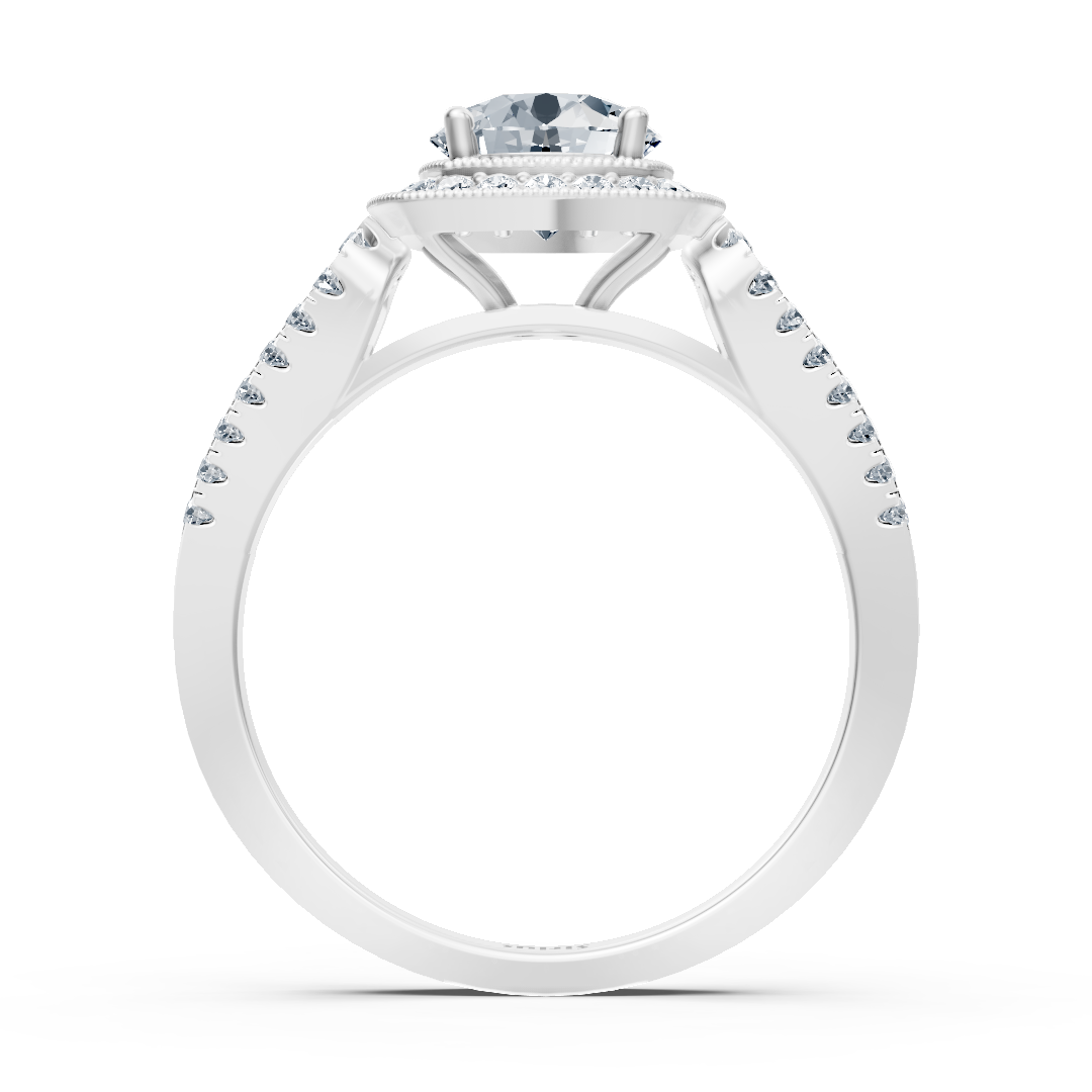 Bague de fiançailles Diamant double halo en Or Blanc 14 carats - Bijoux haut de gamme de Rosy Lab Diamonds