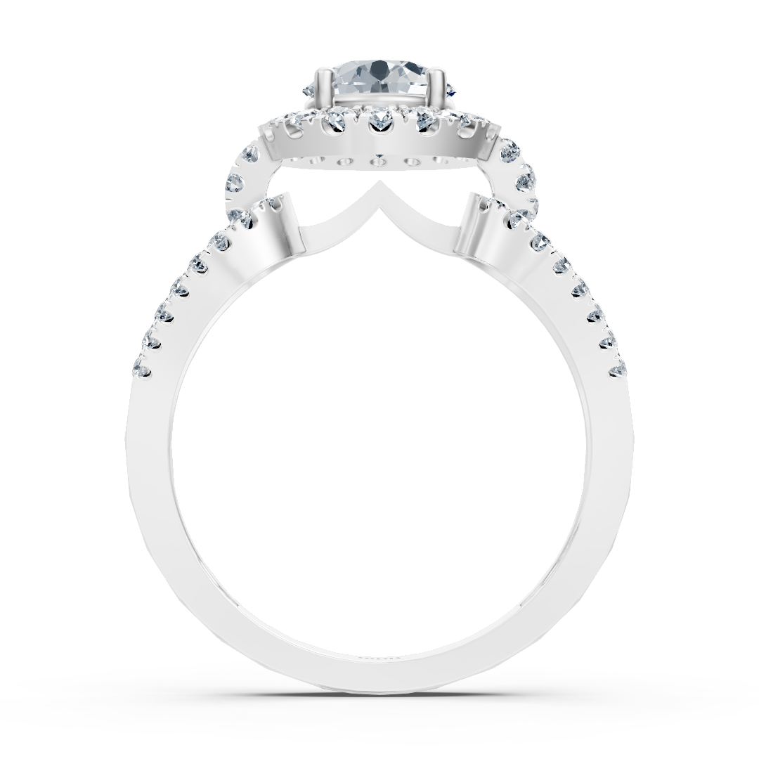 خاتم ذهب أبيض مرح بتصميم هالو وألماس مُصنّع في المختبر - مجوهرات فاخرة من Rosy Lab Diamonds
