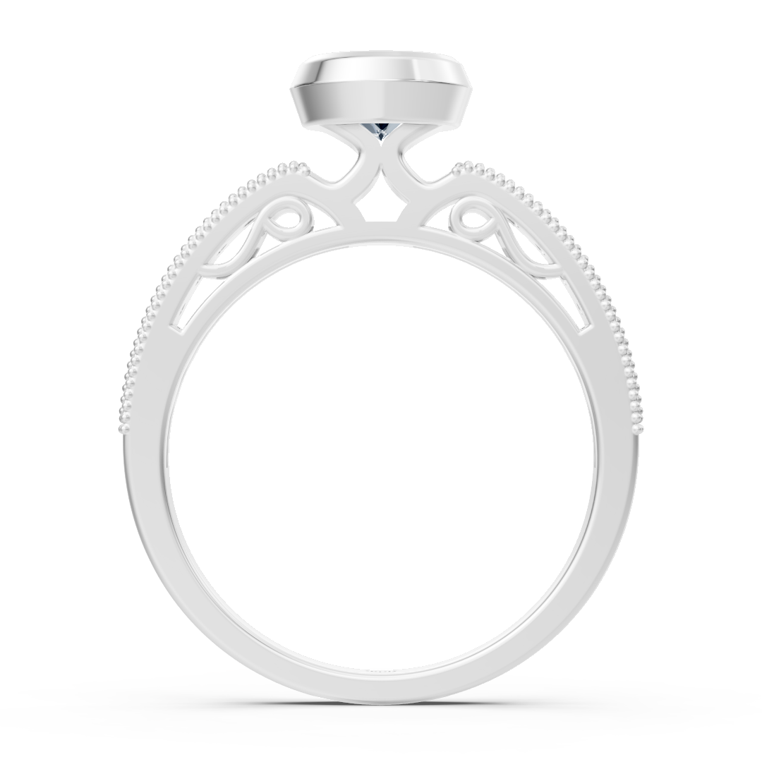 Vintage-inspired white gold ring with bezel setting and lab-grown diamond - high-quality Jewelry from Rosy Lab Diamonds