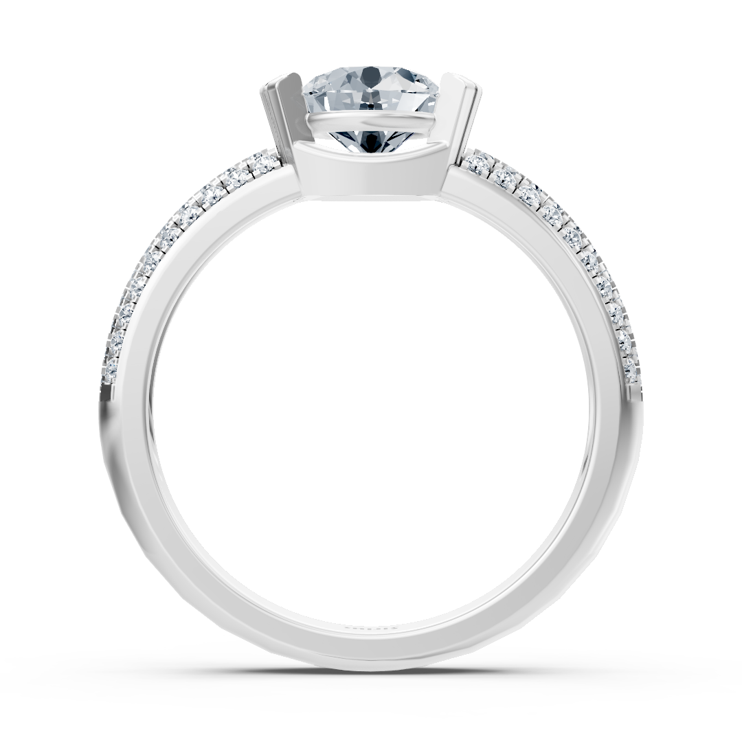 Modern white gold ring with channel setting and lab diamond