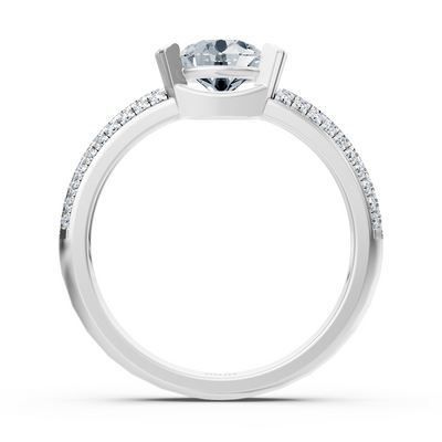 Modern white gold ring with channel setting and lab diamond