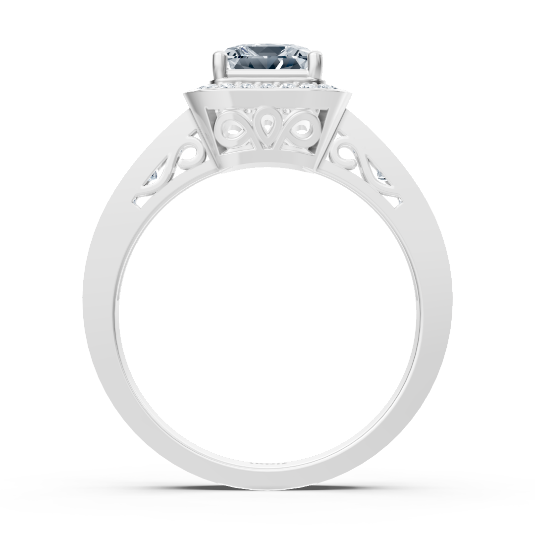 Eleganter Weißgoldring mit Princess-Schliff und zartem Halo aus Labor-Diamanten - hochwertiger Schmuck von Rosy Lab Diamonds