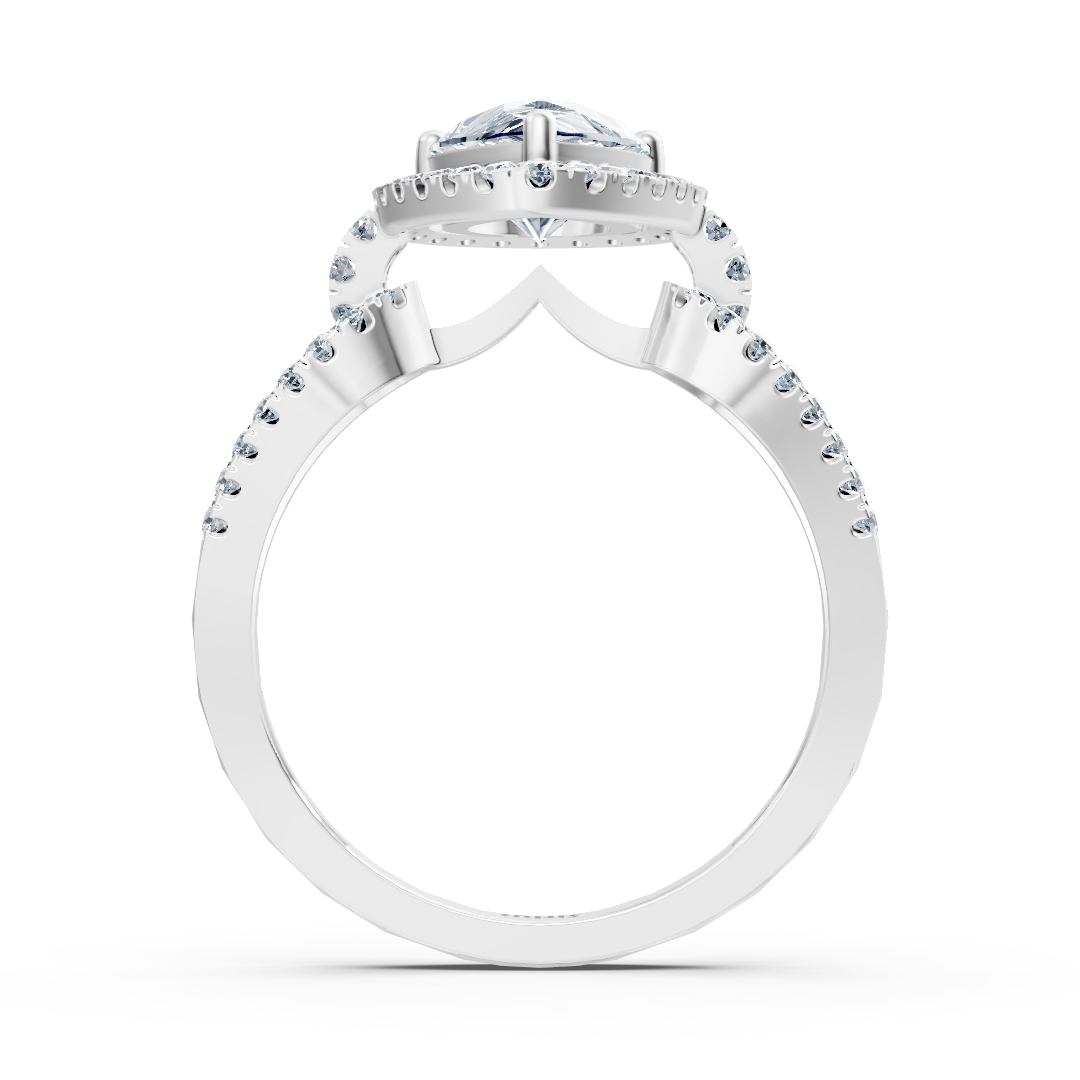 Bague en Or Blanc avec Topaze blanche taille poire et diamants pavés - 14 K - Bijoux haut de gamme de Rosy Lab Diamonds