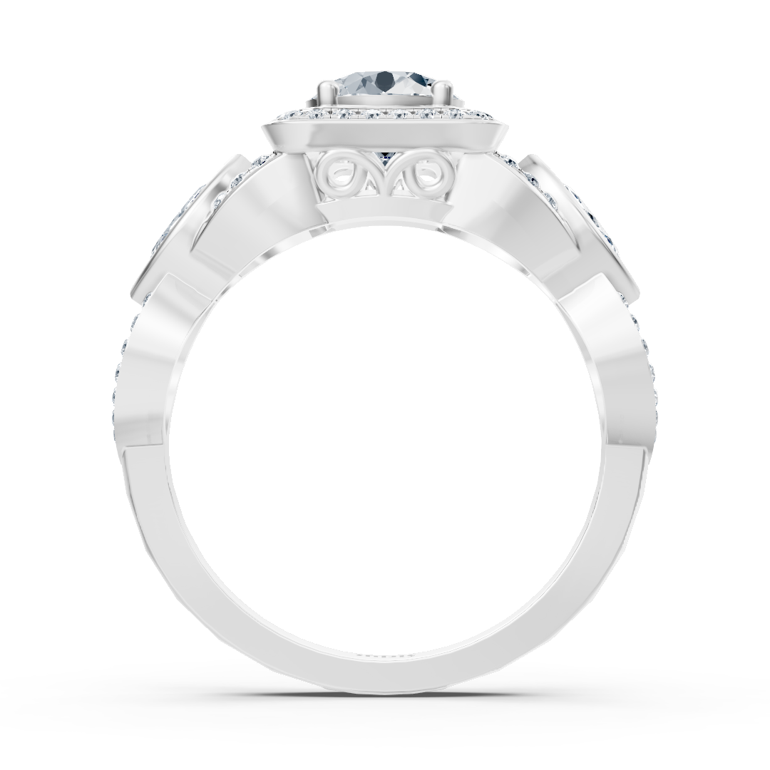 Bague en or blanc avec diamants et Émeraude – design marquise 14 carats – Bijoux haut de gamme de Rosy Lab Diamonds