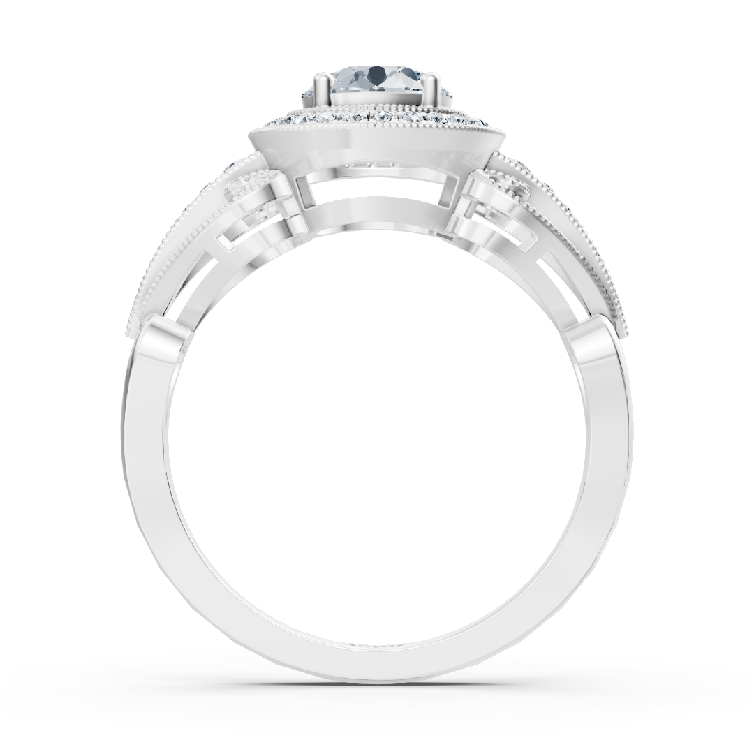 Weißgoldring mit Vintage-Ornamenten und Diamantbesatz - 14K Verlobungsring - hochwertiger Schmuck von Rosy Lab Diamonds