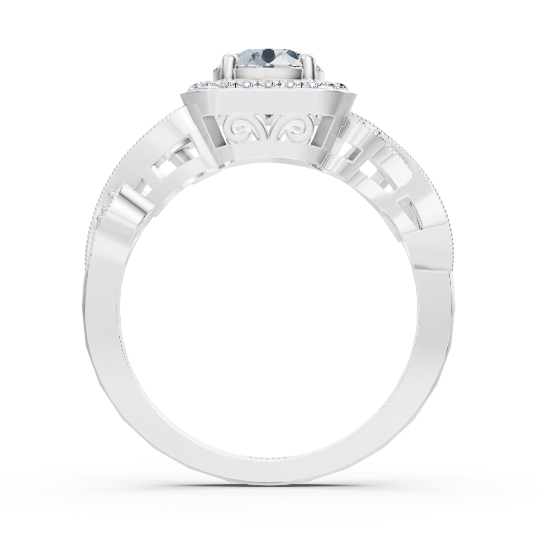 Barok tarzı pırlantalı beyaz altın yüzük - 14K Nişan Yüzüğü - Rosy Lab Diamonds'tan yüksek kaliteli Mücevher