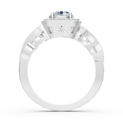 Weißgoldring im Barock-Stil mit Diamanten – 14K Verlobungsring