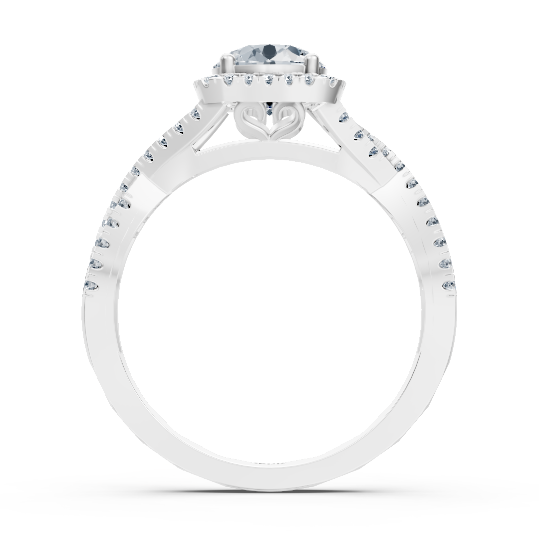 Elegant 14K White Gold Diamond Ring with a three-row Pavé Setting – high-quality Jewelry by Rosy Lab Diamonds
