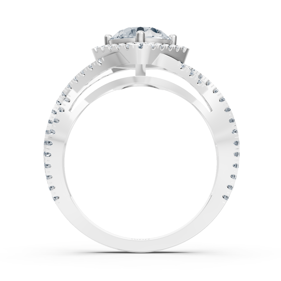 Bague en Or Blanc avec anneau entrecroisé et topaze blanche – Diamants de laboratoire – Bijoux haut de gamme de Rosy Lab Diamonds