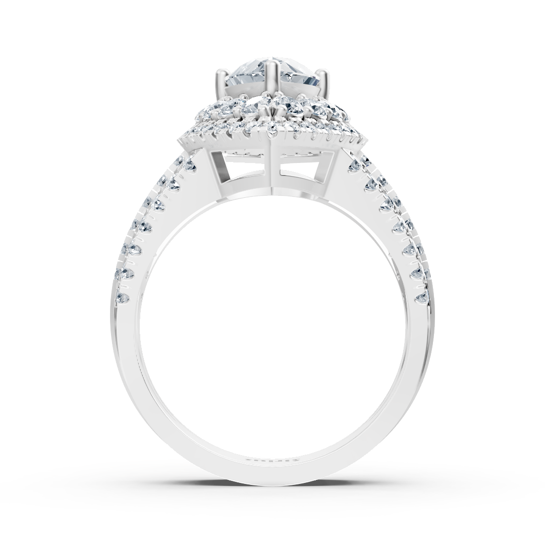 Bague extravagante en or blanc ornée d’une topaze blanche taille marquise et de diamants – Bijoux haut de gamme de Rosy Lab Diamonds