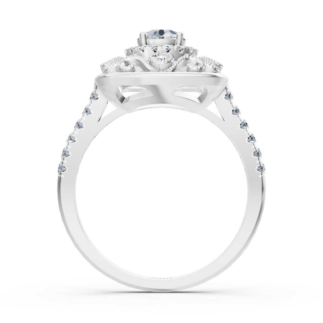 Laboratuvar pırlantalı vintage tarzı Beyaz Altın yüzük - Rosy Lab Diamonds’tan yüksek kaliteli Mücevher