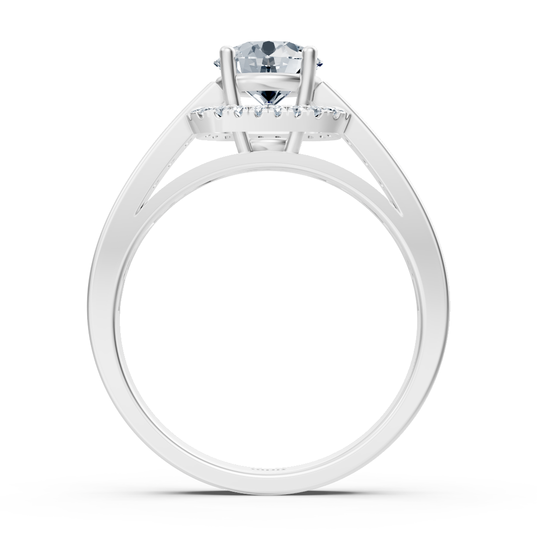 Bague en Or Blanc avec pierre centrale et fins diamants de laboratoire – Bijoux haut de gamme de Rosy Lab Diamonds