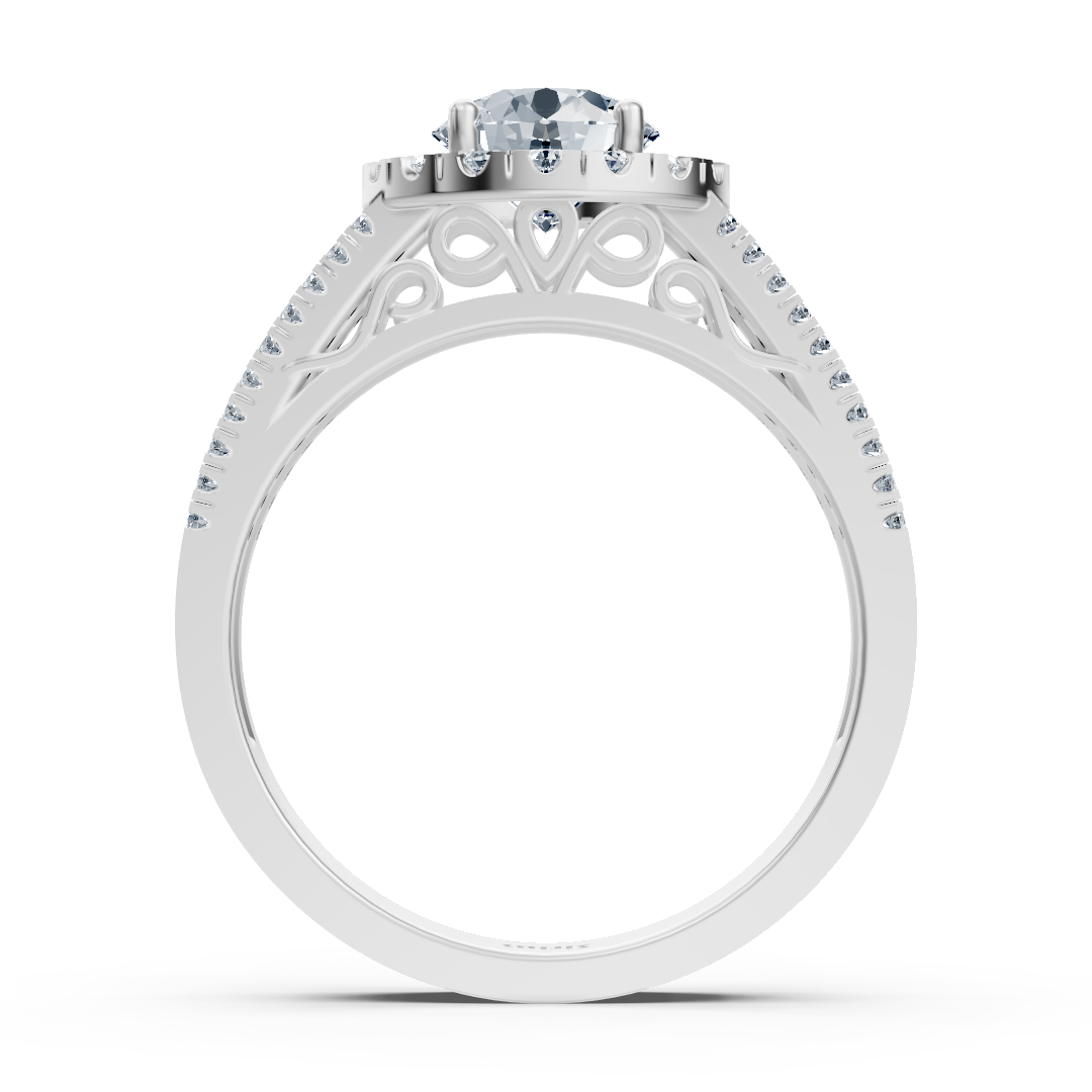 Weißgold-Halo-Ring mit Weißtopas und zweireihigem Diamantbesatz