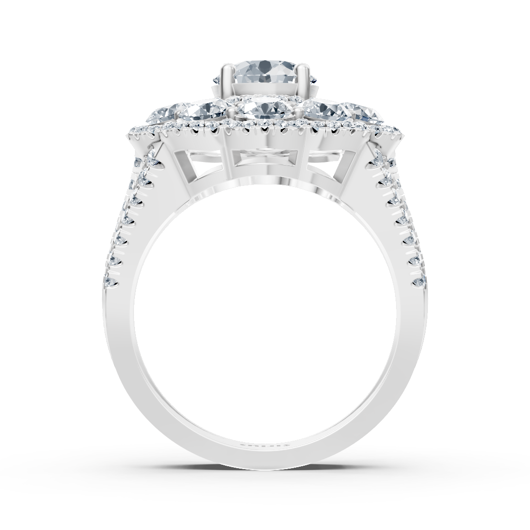 Weißgold-Cocktailring mit 4,50 ct. Labor-Diamanten & Weißtopas - hochwertiger Schmuck von Rosy Lab Diamonds