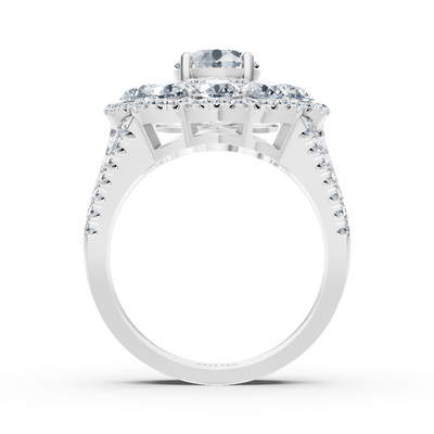 Weißgold-Cocktailring mit 4,50 ct. Labor-Diamanten & Weißtopas