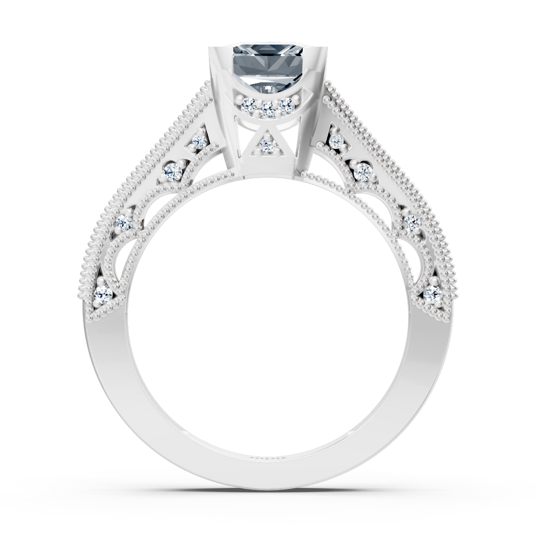 Weißgoldring mit quadratischen & runden labordiamanten