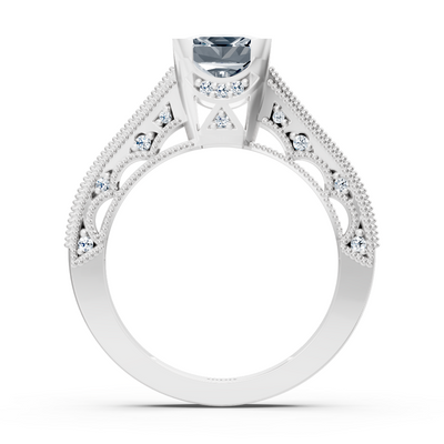 Weißgoldring mit quadratischen & runden labordiamanten