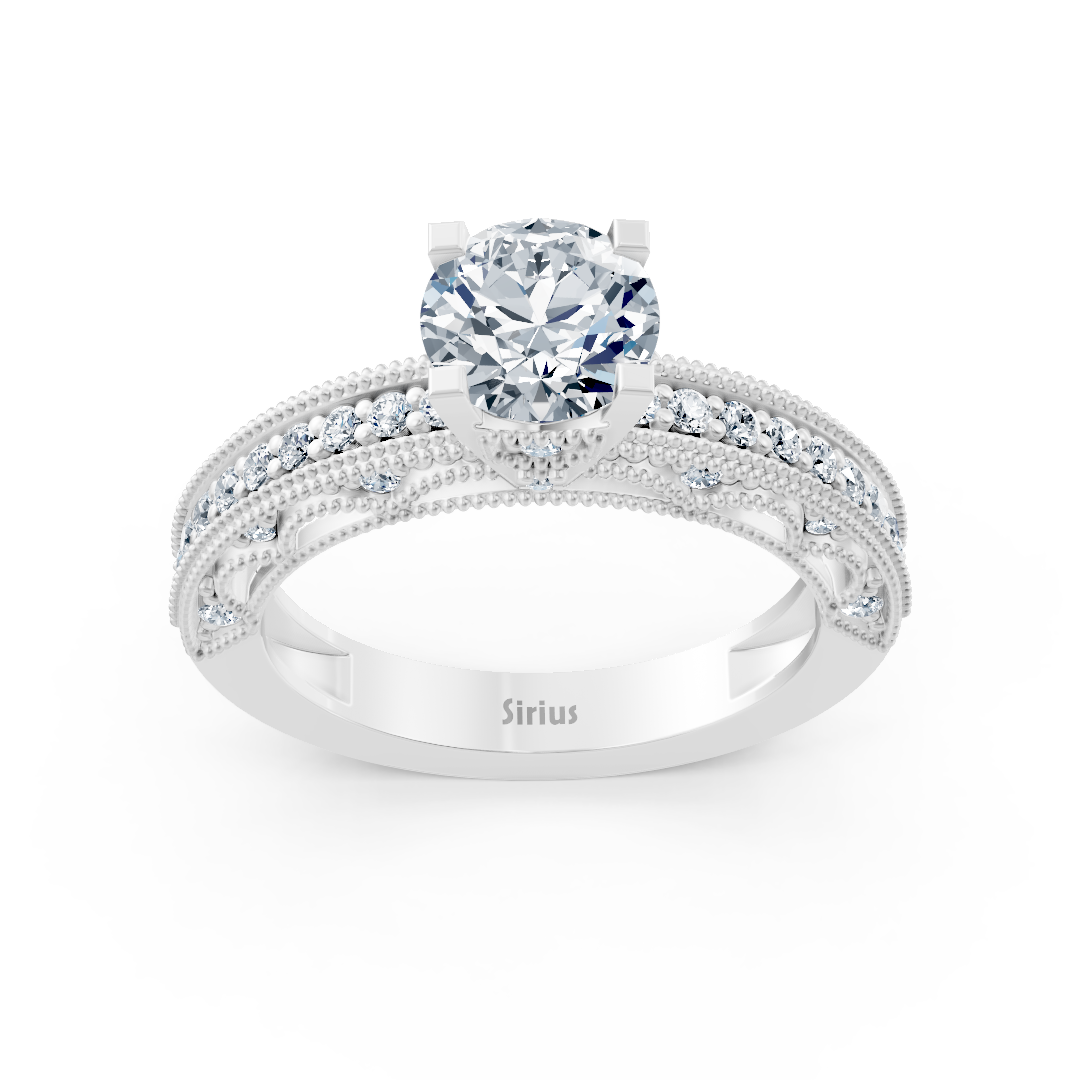 14 carat white gold round cut diamond ring