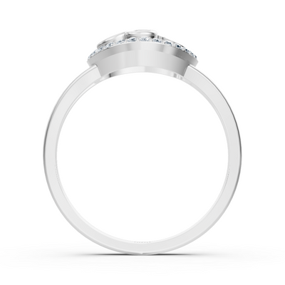 Bague en or blanc en forme de cœur avec diamants de laboratoire brillants