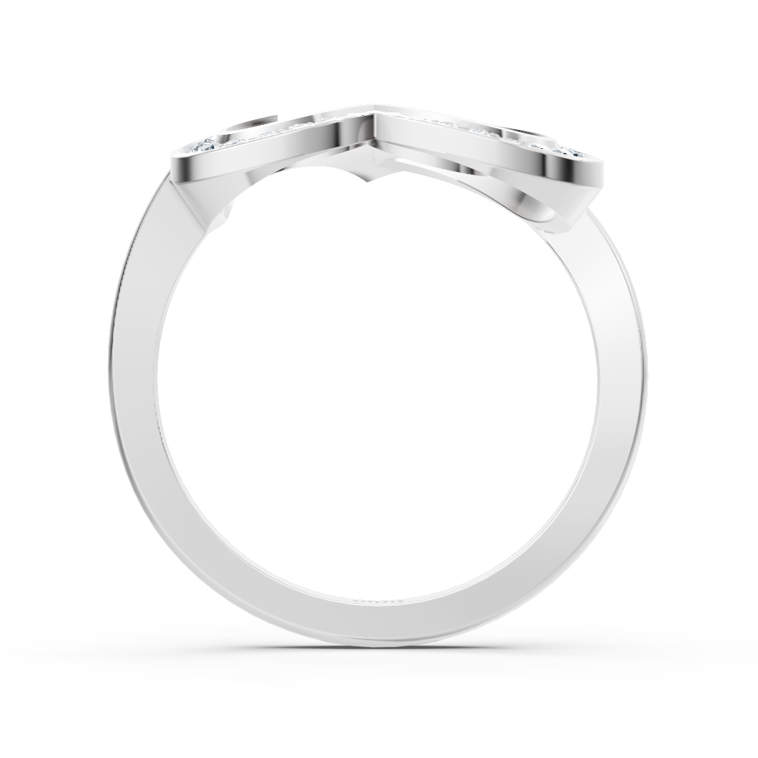 Offener Weißgold-Ring mit Herz-Design und labordiamanten - hochwertiger Schmuck von Rosy Lab Diamonds