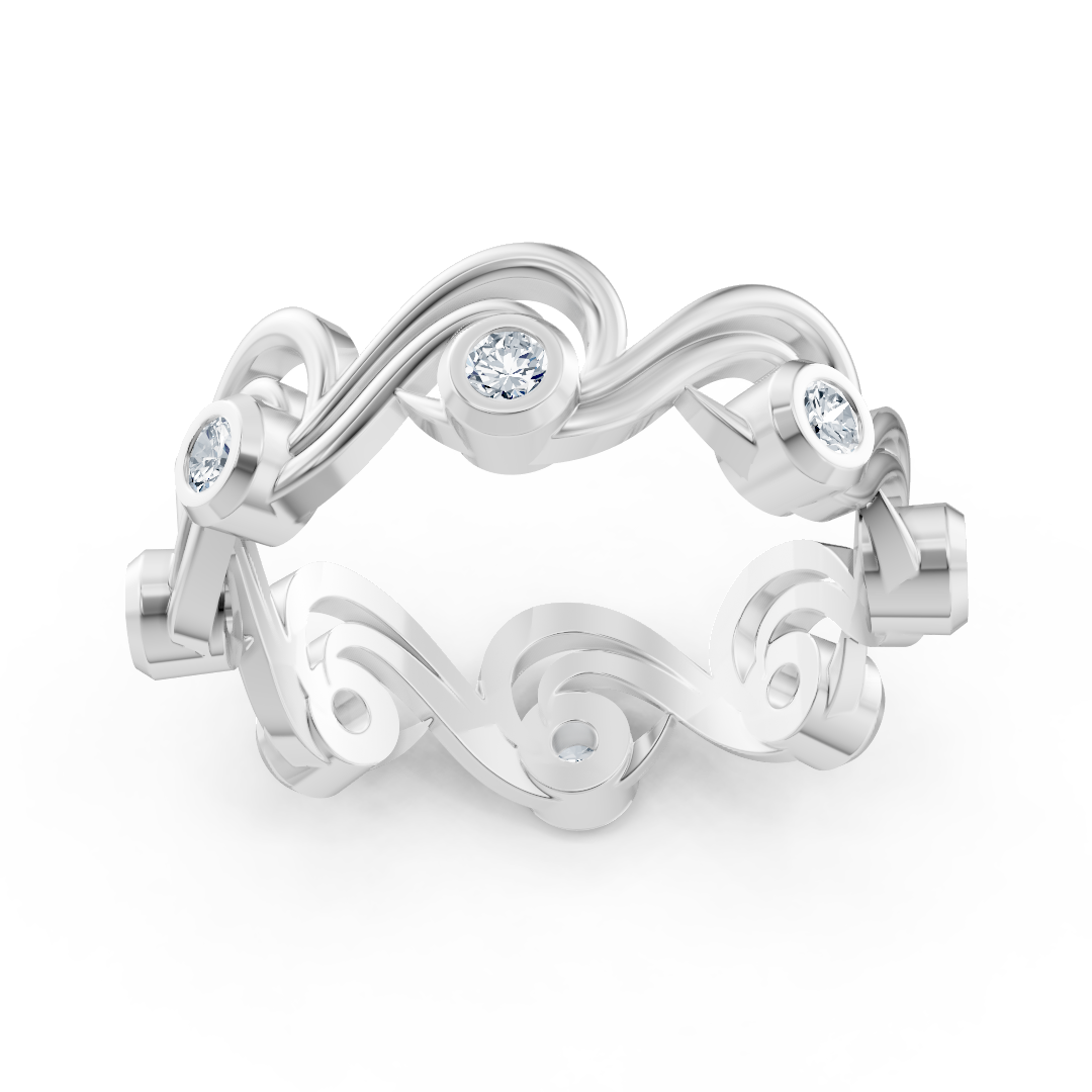 Ring mit Diamant & Labordiamanten in 14K Weißgold | Rosy – hochwertiger Schmuck von Rosy Lab Diamonds