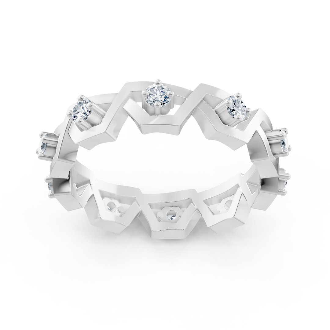 14K white gold ring with 35 lab-grown diamonds in a prong setting - high-quality Jewelry from Rosy Lab Diamonds