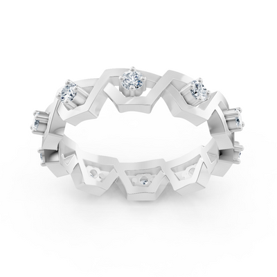 14K yellow gold ring with 35 lab-cut diamonds in prong setting
