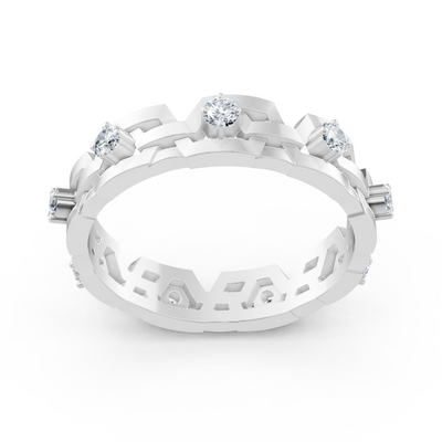 Bague en or rose 14K avec 9 diamants de laboratoire en sertissage griffes