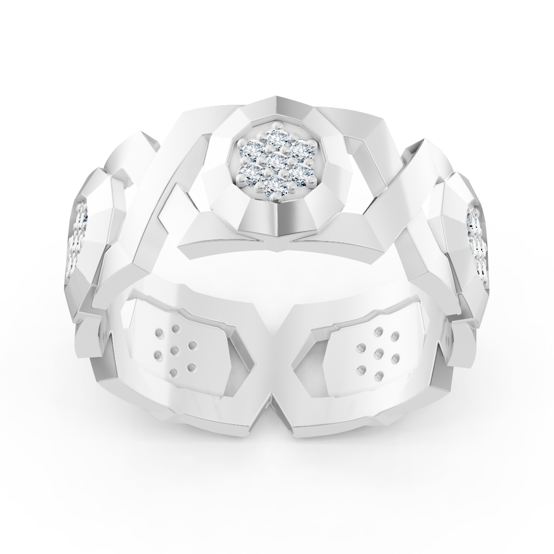Weißgoldring 14K mit 35 Labor-Diamanten in Prong-Fassung - hochwertiger Schmuck von Rosy Lab Diamonds
