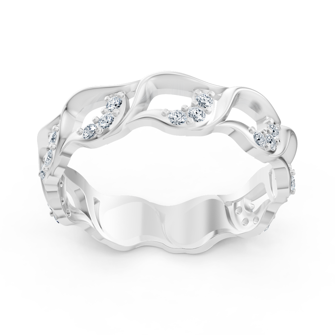 14K white gold ring with 21 lab diamonds in prong setting