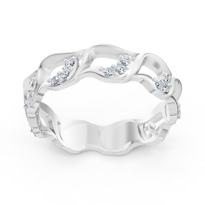 14K white gold ring with 21 lab diamonds in prong setting