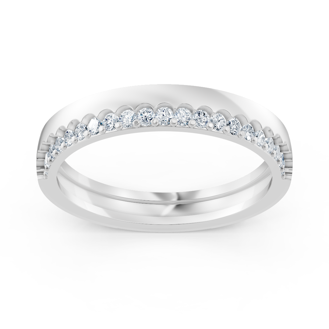 Bague en or blanc 14 carats avec 21 diamants de laboratoire sertis à griffes – bijoux haut de gamme de Rosy Lab Diamonds