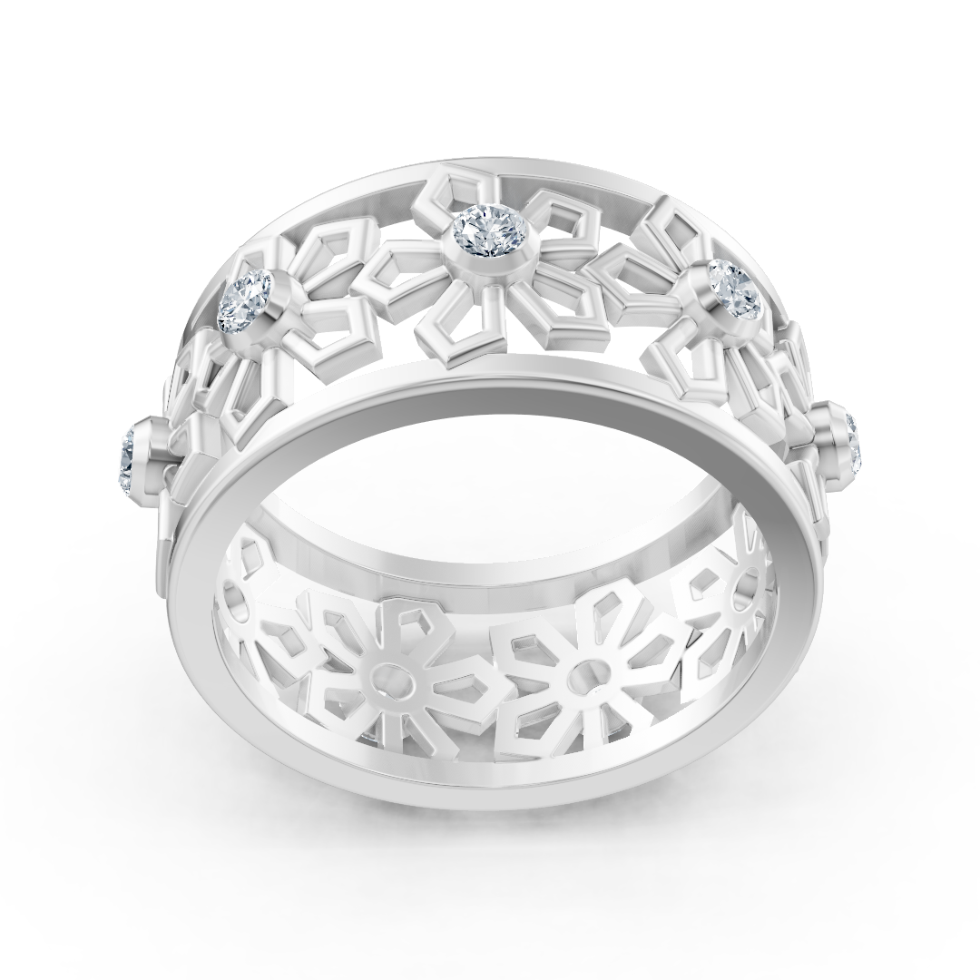 Bague en or blanc 14 carats avec 8 diamants de laboratoire sertis clos – Bijoux haut de gamme de Rosy Lab Diamonds